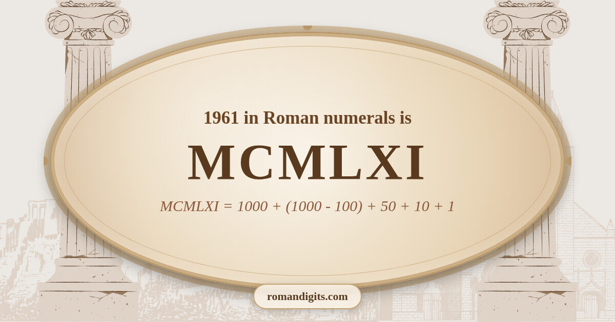 1961 in Roman notation - MCMLXI