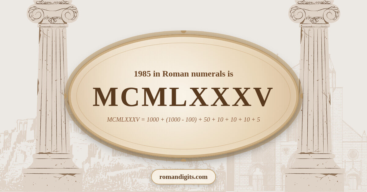 1985 in Roman notation - MCMLXXXV