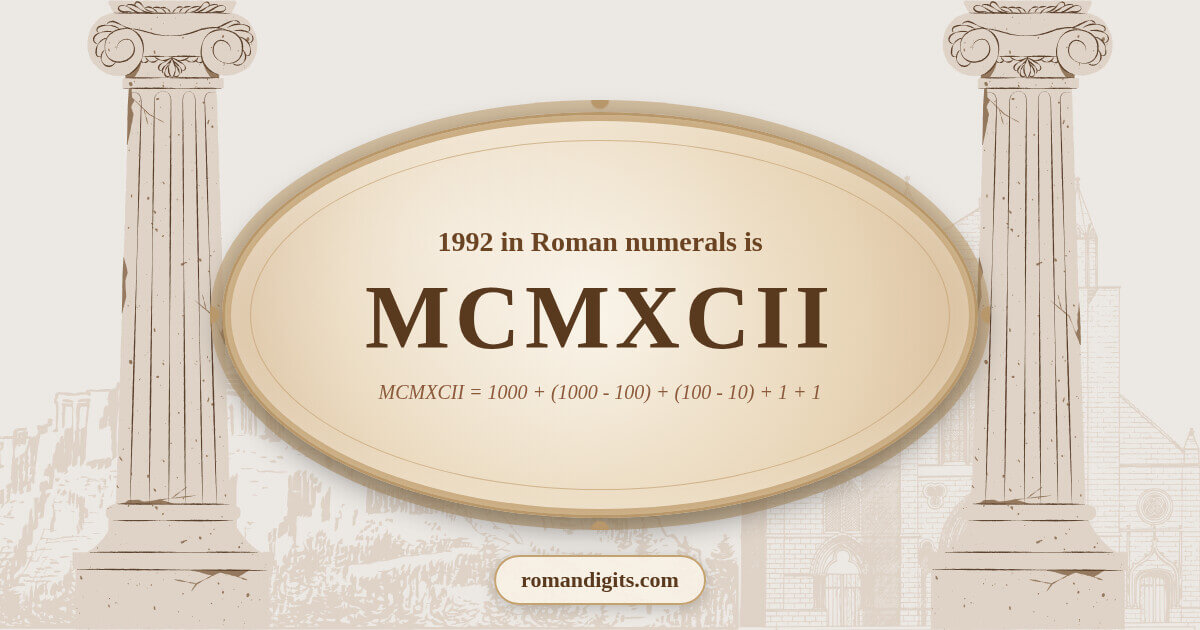 1992 in Roman notation - MCMXCII