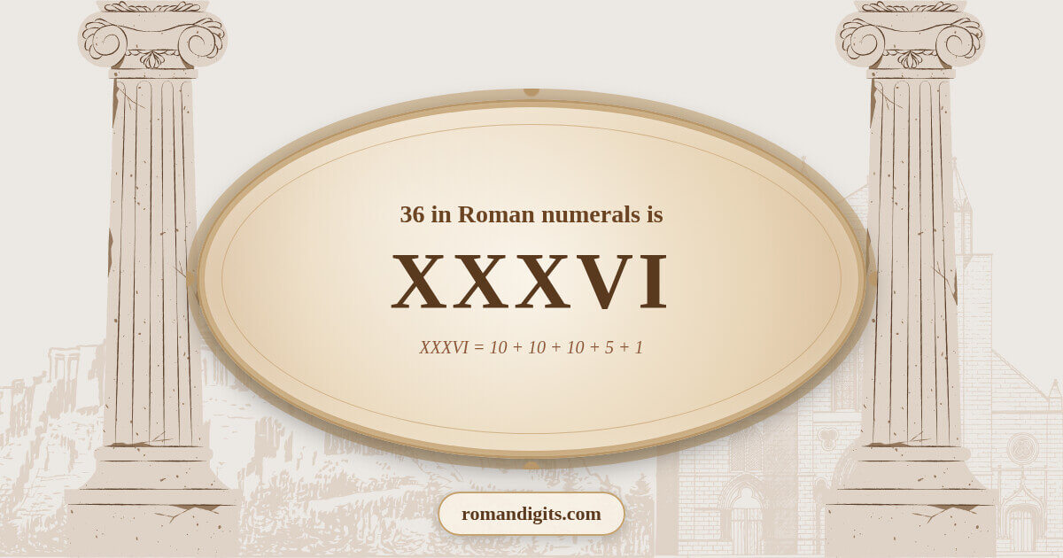 36 in Roman notation - XXXVI