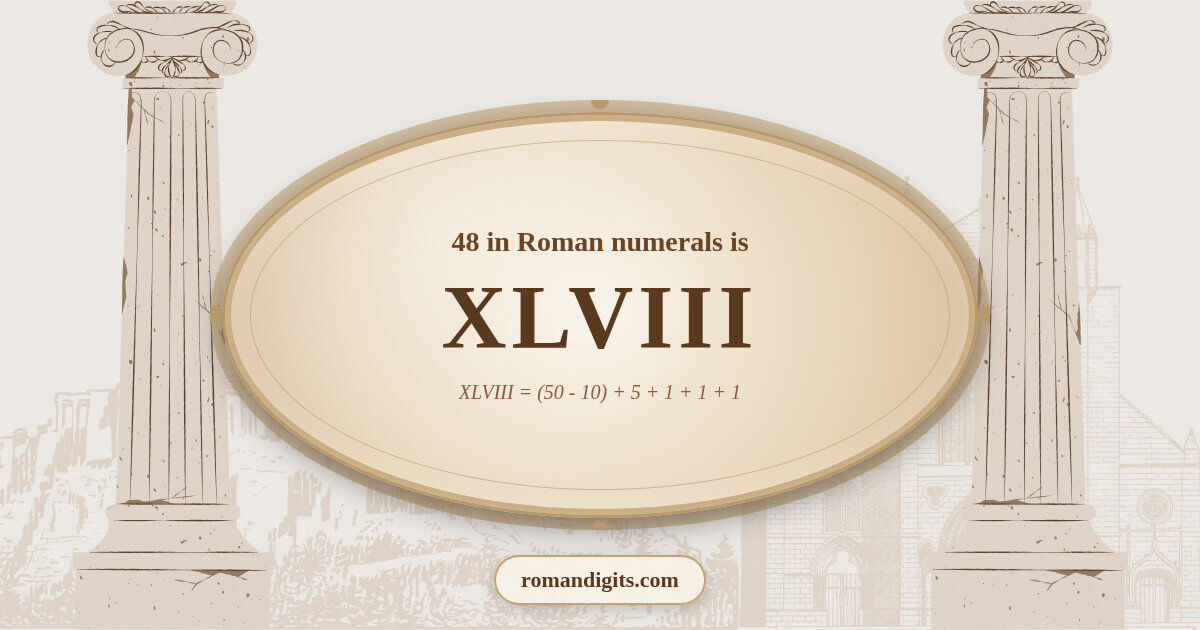 48 in Roman notation - XLVIII