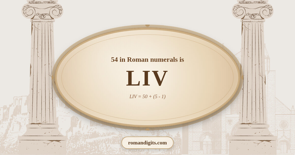 54 in Roman notation - LIV