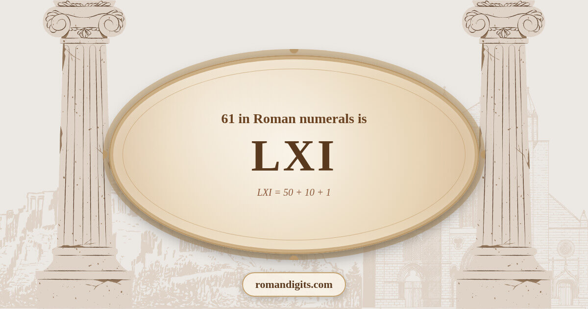 61 in Roman notation - LXI