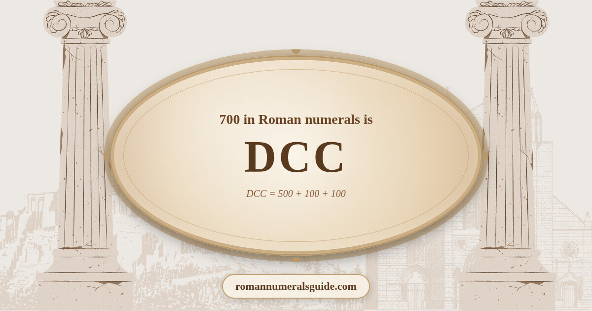Visualization of the Roman numeral DCC representing the number 700